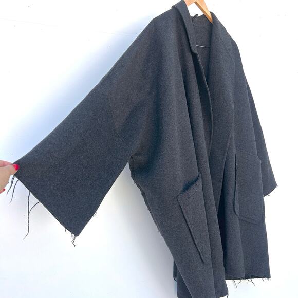 Helmut Lang Oversized Cocoon Cardigan Coat Blazer Wool Cashmere Charcoal Gray S - Picture 6 of 11